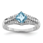 Sterling Silver Rhodium Diam. & Sky Blue Topaz Ring
