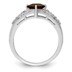 Sterling Silver Rhodium Smoky Quartz & Diam. Ring