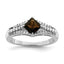 Sterling Silver Rhodium Smoky Quartz & Diam. Ring