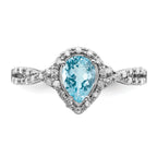 Sterling Silver Rhodium Diam. & Sky Blue Topaz Ring