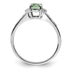 Sterling Silver Rhodium Green Quartz & Diam. Ring