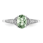 Sterling Silver Rhodium Green Quartz & Diam. Ring