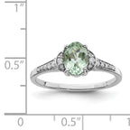 Sterling Silver Rhodium Green Quartz & Diam. Ring