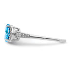Sterling Silver Rhodium Blue Topaz & Diam. Ring