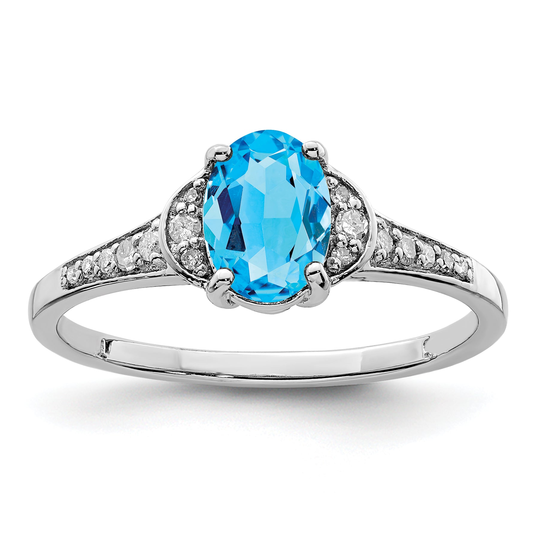 Sterling Silver Rhodium Blue Topaz & Diam. Ring Main image