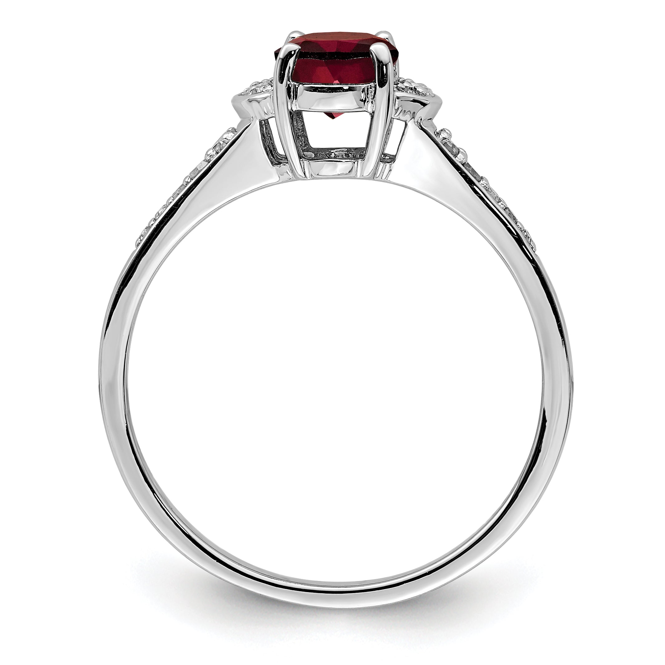 Sterling Silver Rhodium-plated Diamond & Garnet Ring Secondary image