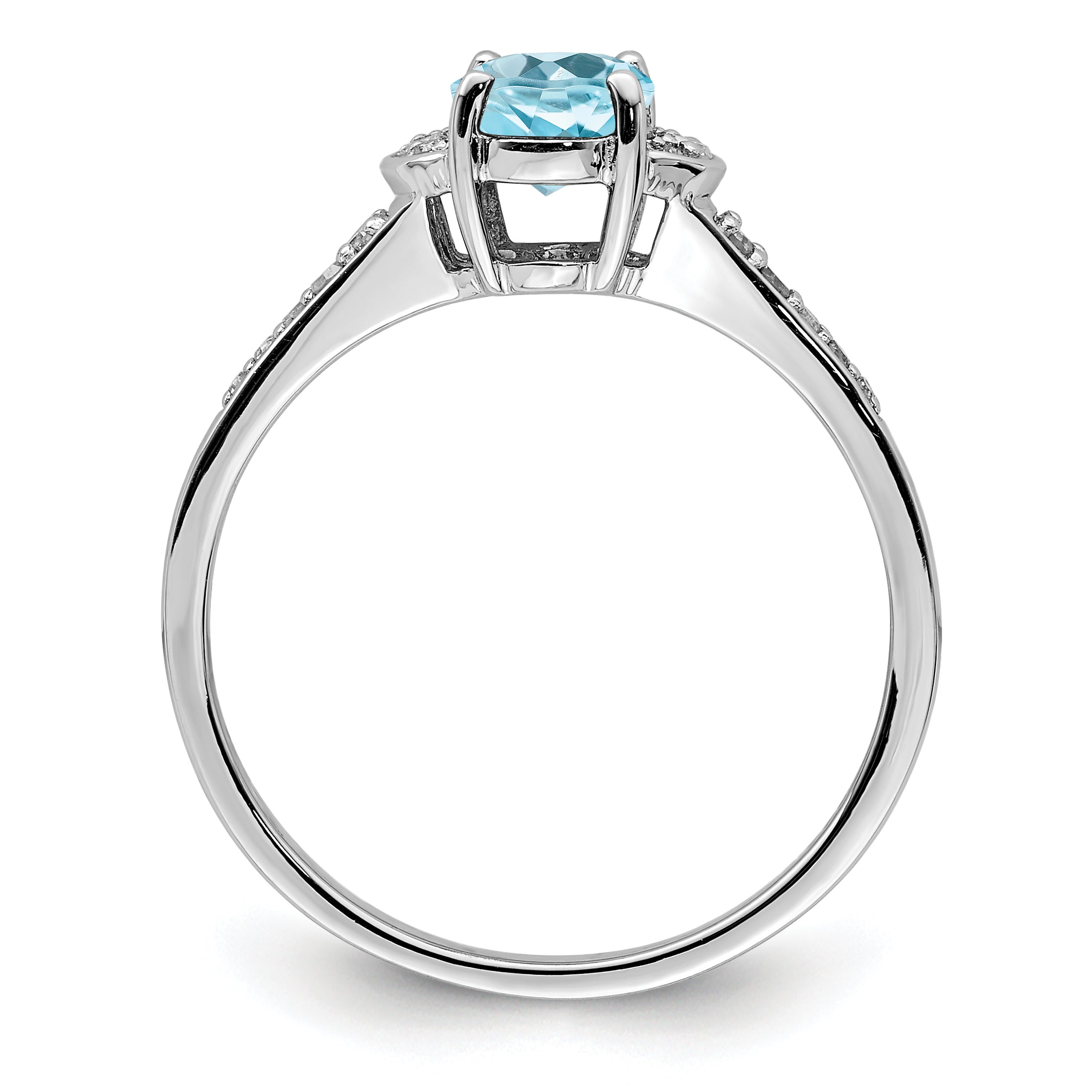 Sterling Silver Rhodium Diam. & Sky Blue Topaz Ring Secondary image