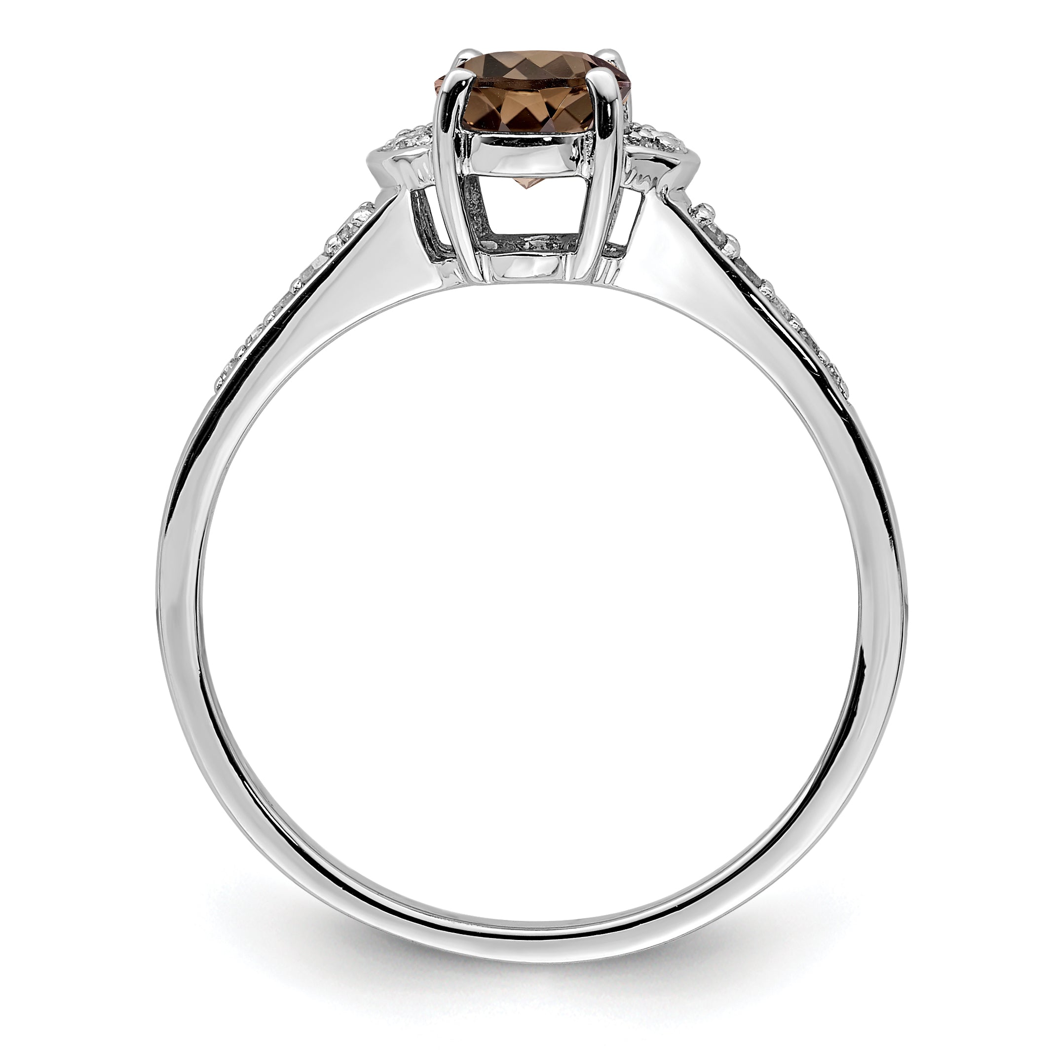 Sterling Silver Rhodium Smoky Quartz & Diam. Ring Secondary image