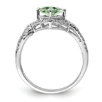 Sterling Silver Rhodium-Plated Green Quartz & Diamond Ring