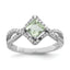 Sterling Silver Rhodium-Plated Green Quartz & Diamond Ring