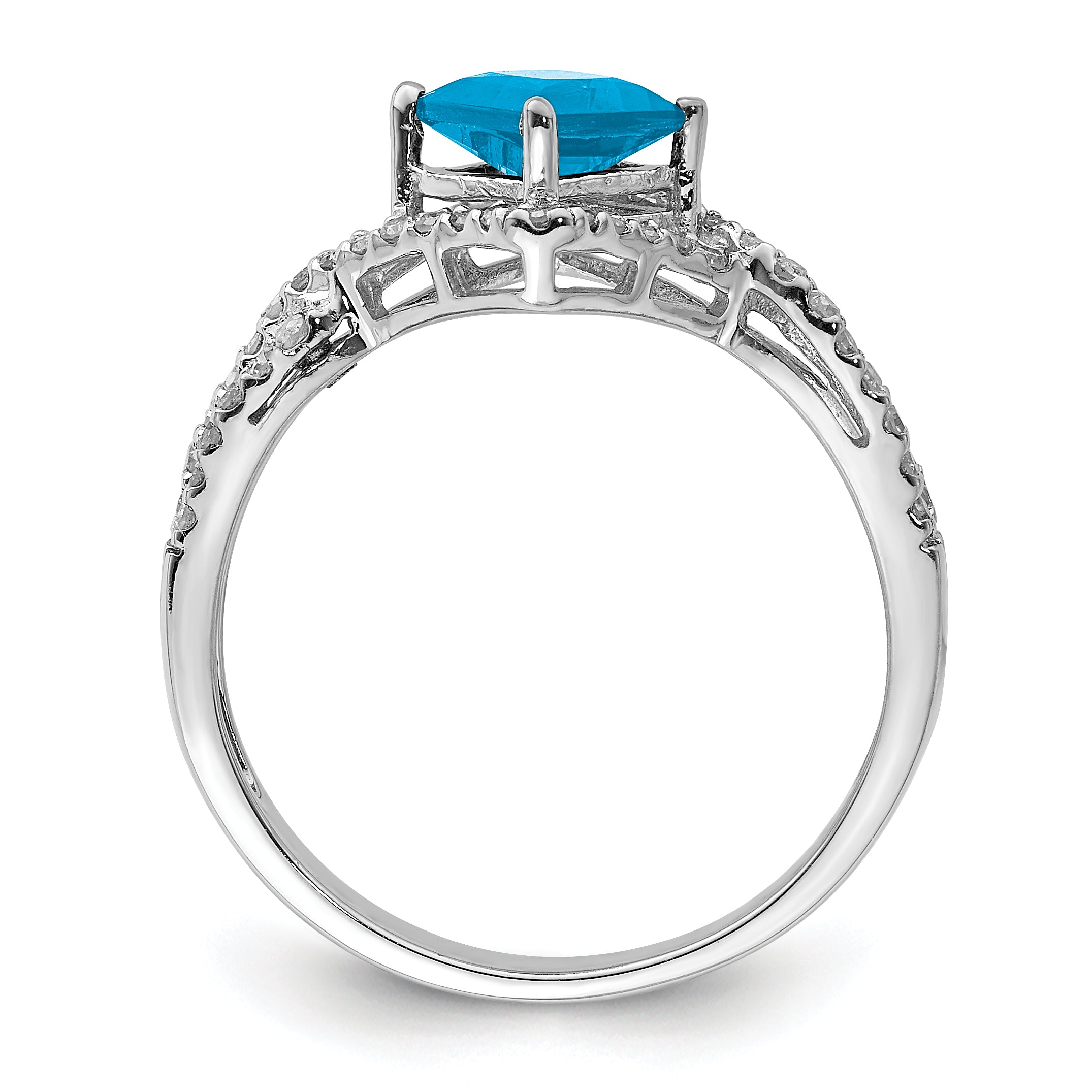 Sterling Silver Rhodium Blue Topaz & Diam. Ring