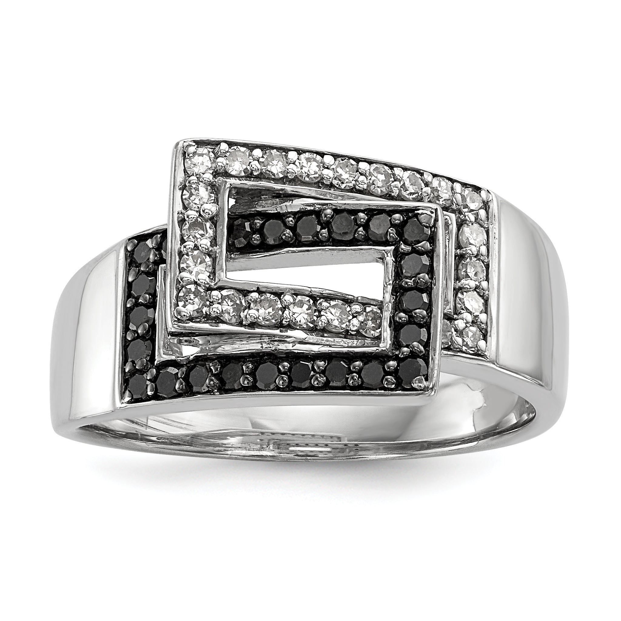 Sterling Silver Black & White Diamond Ring