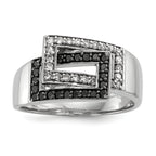 Sterling Silver Black & White Diamond Ring