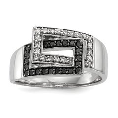 Sterling Silver Black & White Diamond Ring