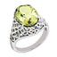 Sterling Silver Rhodium-plated Oval Checker-Cut Lemon Quartz Ring