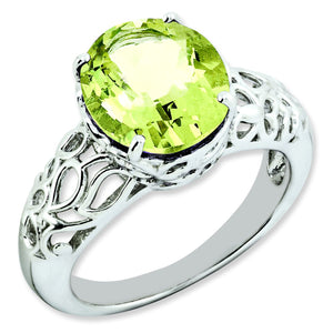 Oval Lemon Quartz Ring in Sterling Silver, Size 7 - Sophia Jewelers