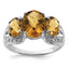 Sterling Silver Rhodium Checker-Cut Whiskey Quartz & Diam. Ring