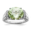Sterling Silver Rhodium Checker-Cut Green Quartz & Diam. Ring