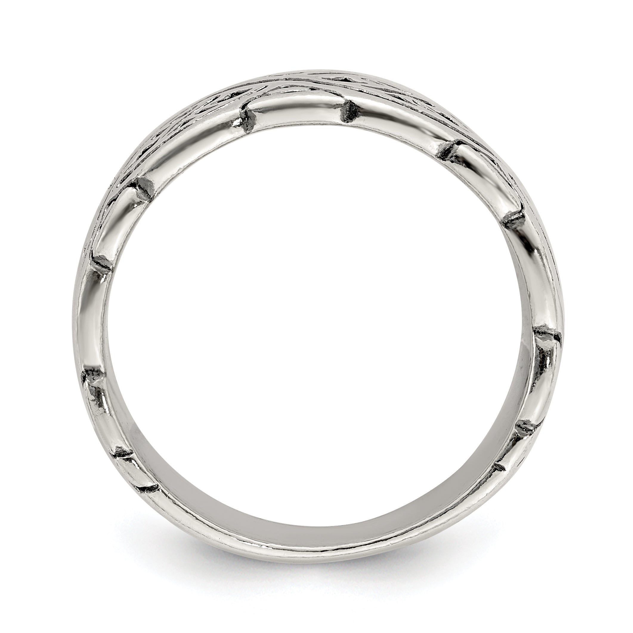 Sterling Silver Fancy Antiqued Band