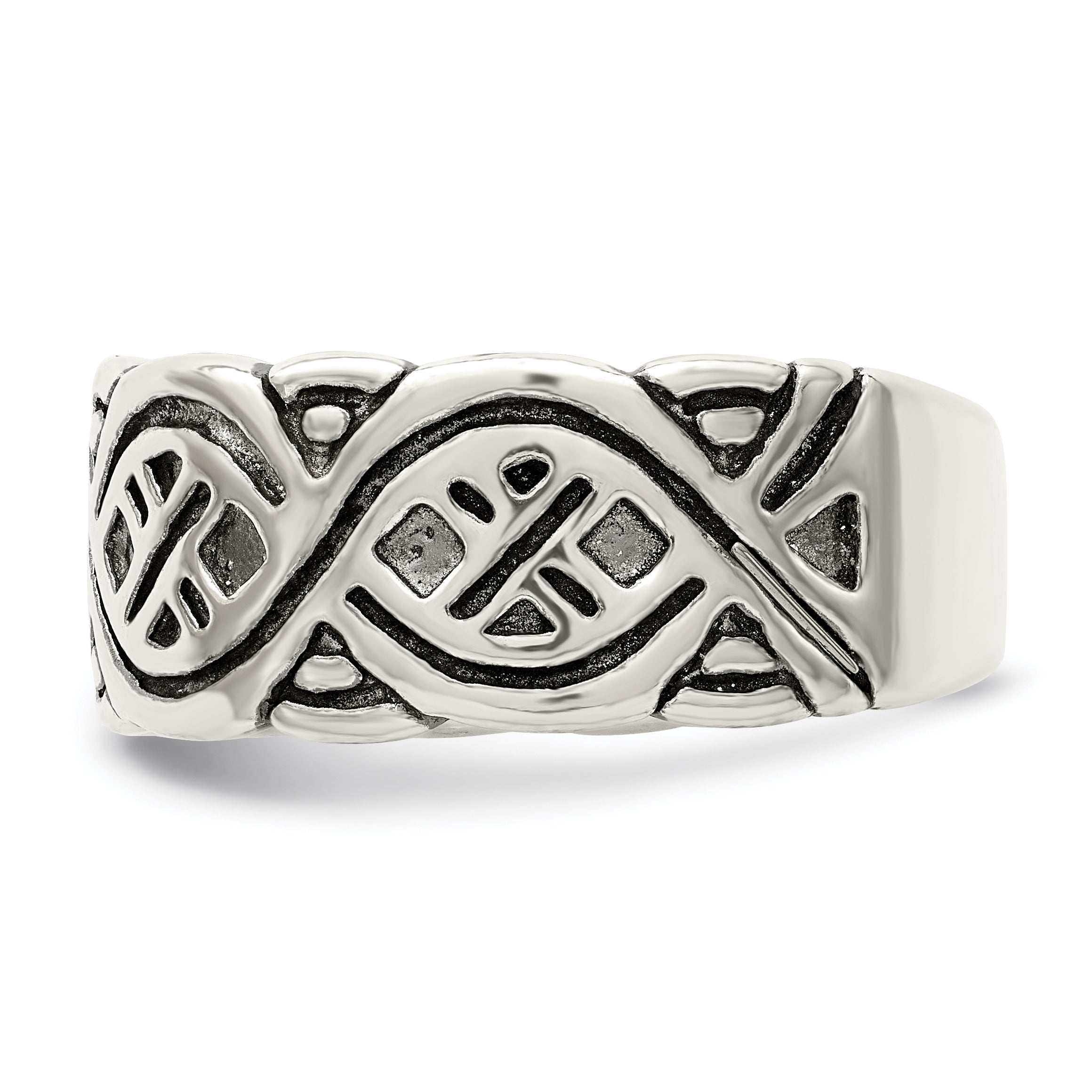 Sterling Silver Fancy Antiqued Band