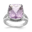 Sterling Silver Rhodium-Plated Checker-Cut Pink Quartz Ring