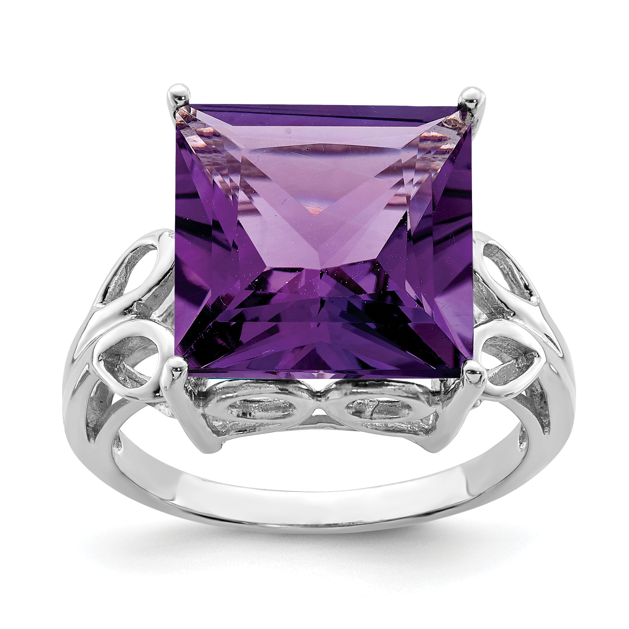 Sterling Silver Rhodium-plated Amethyst Ring Main image