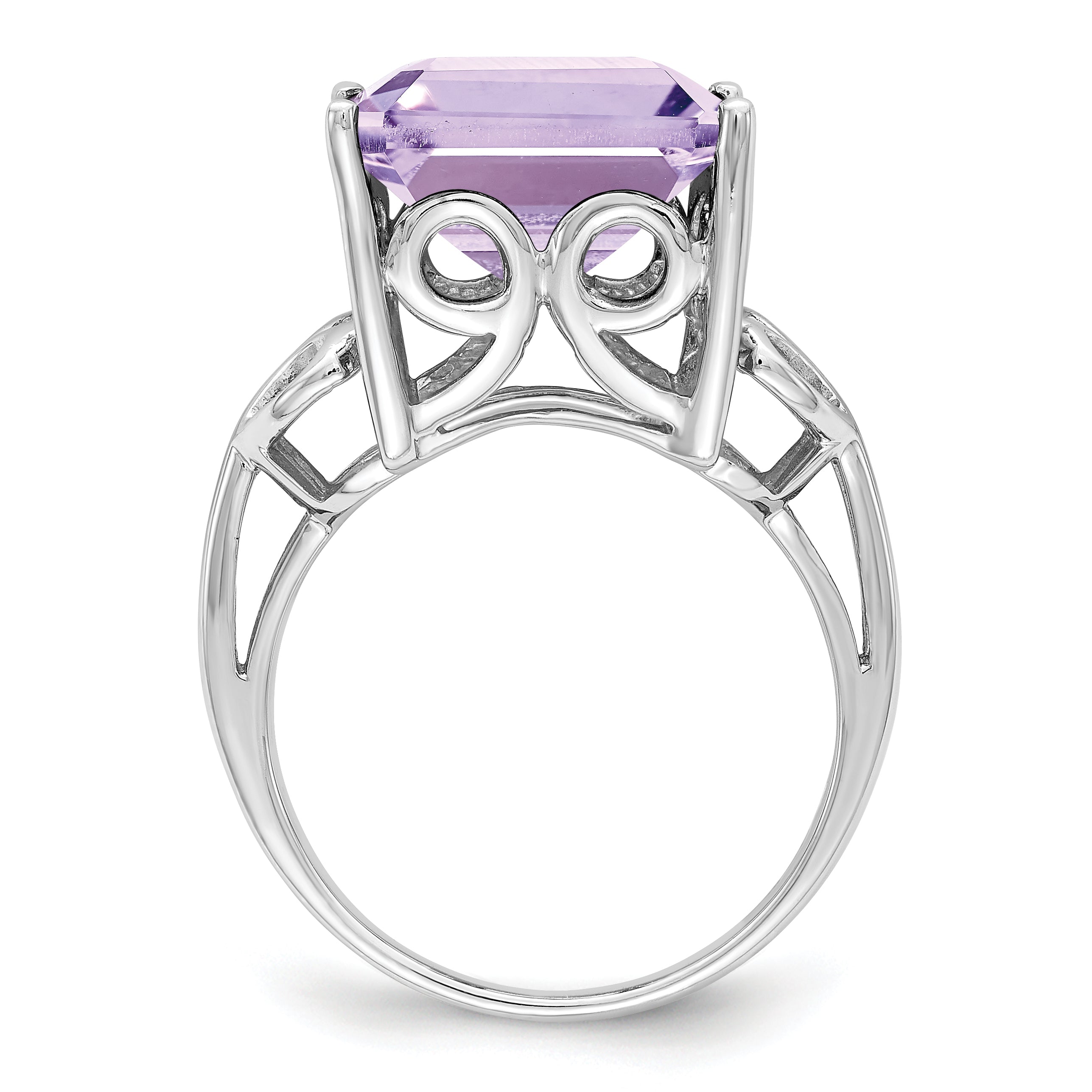 Sterling Silver Rhodium Pink Quartz Ring Secondary image