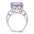 Sterling Silver Rhodium Pink Quartz Ring