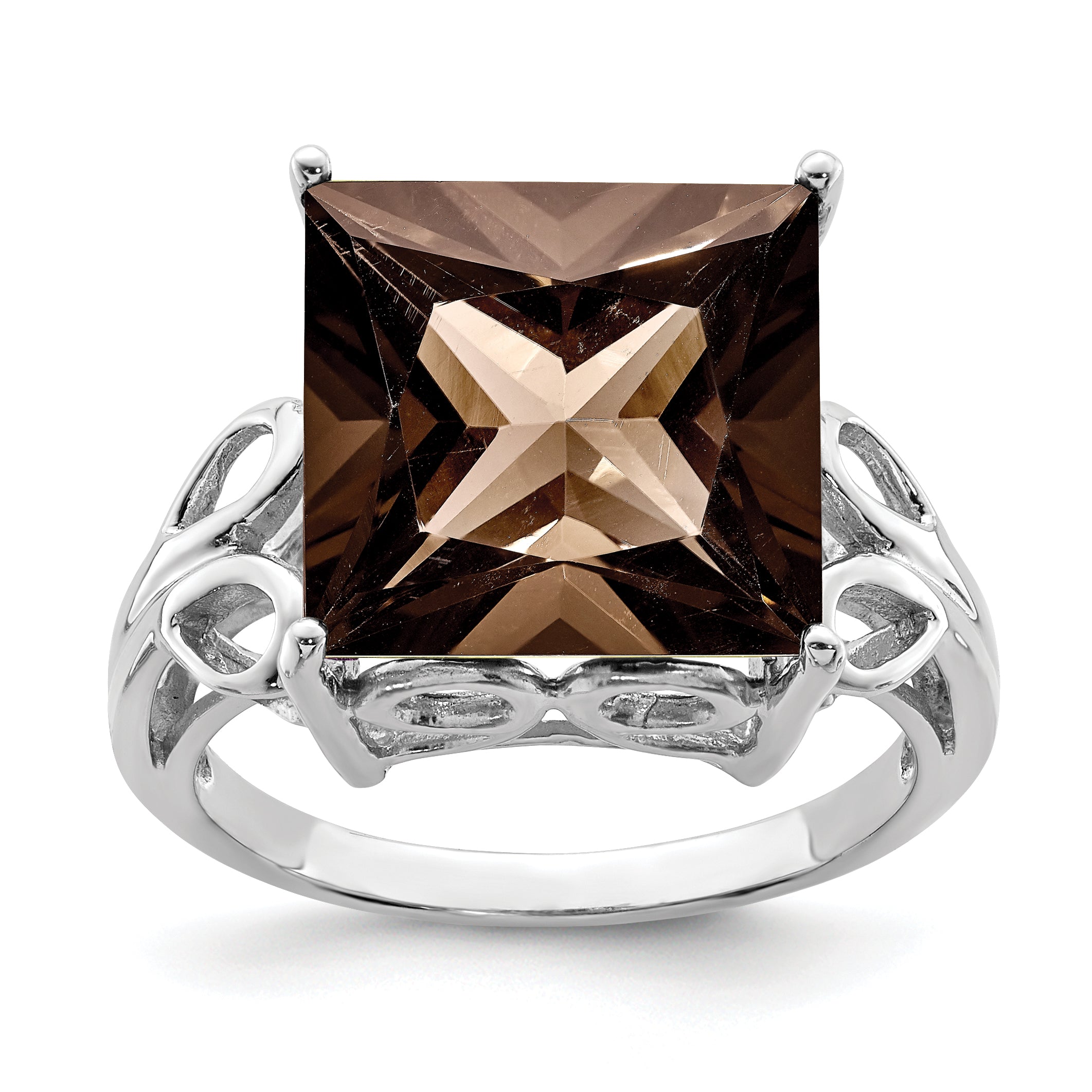 Sterling Silver Rhodium Smoky Quartz Ring Main image