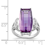 Sterling Silver Rhodium-plated Amethyst & Diamond Ring