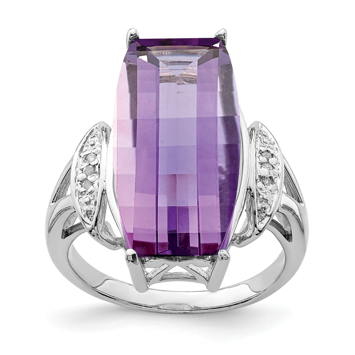 Amethyst & Diamond Ring in Sterling Silver, 2mm (0.03 ct. tw.), Size 5–9 - Sophia Jewelers Main image