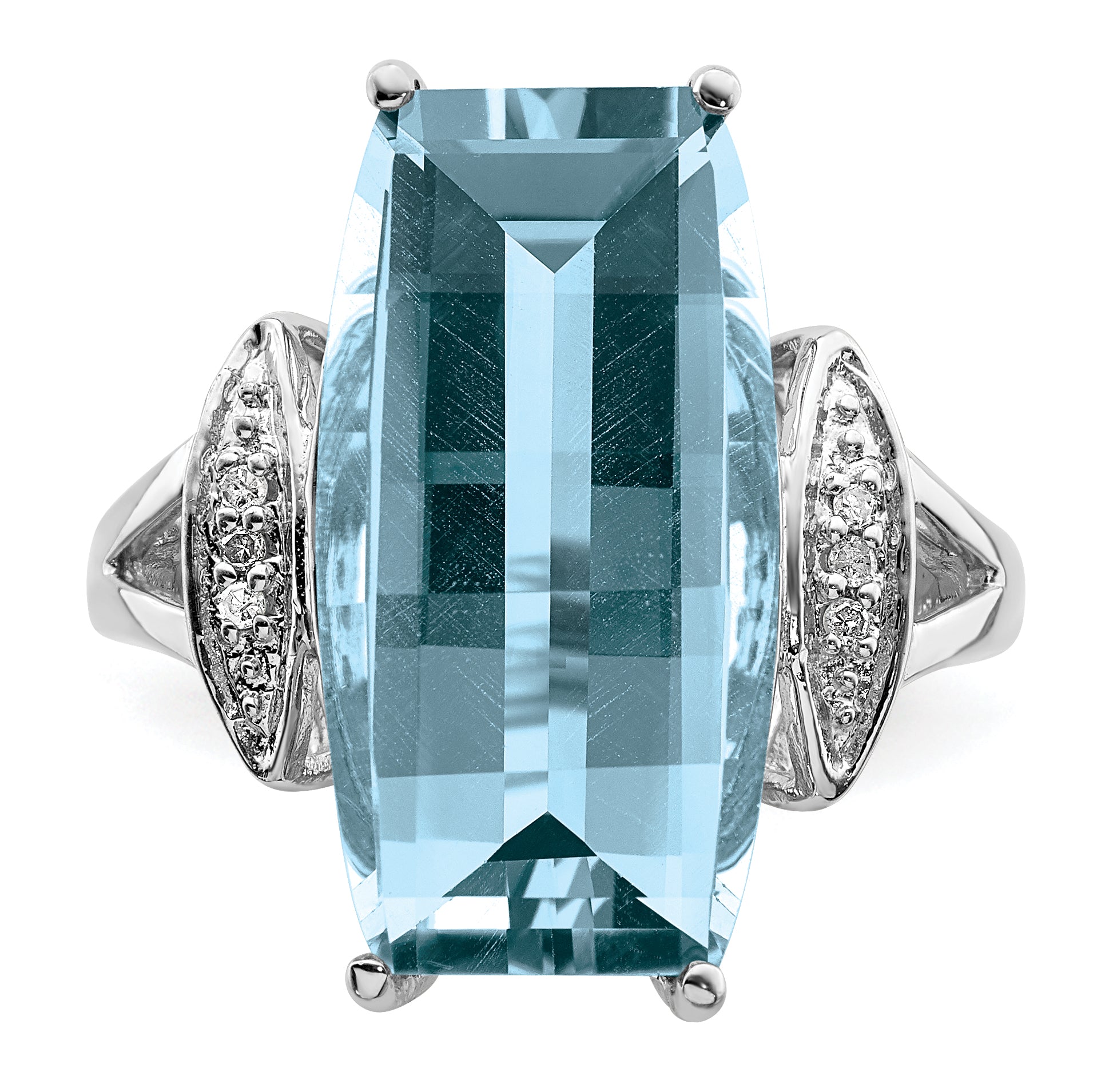 Sterling Silver Rhodium Sky Blue Topaz & Diam. Ring