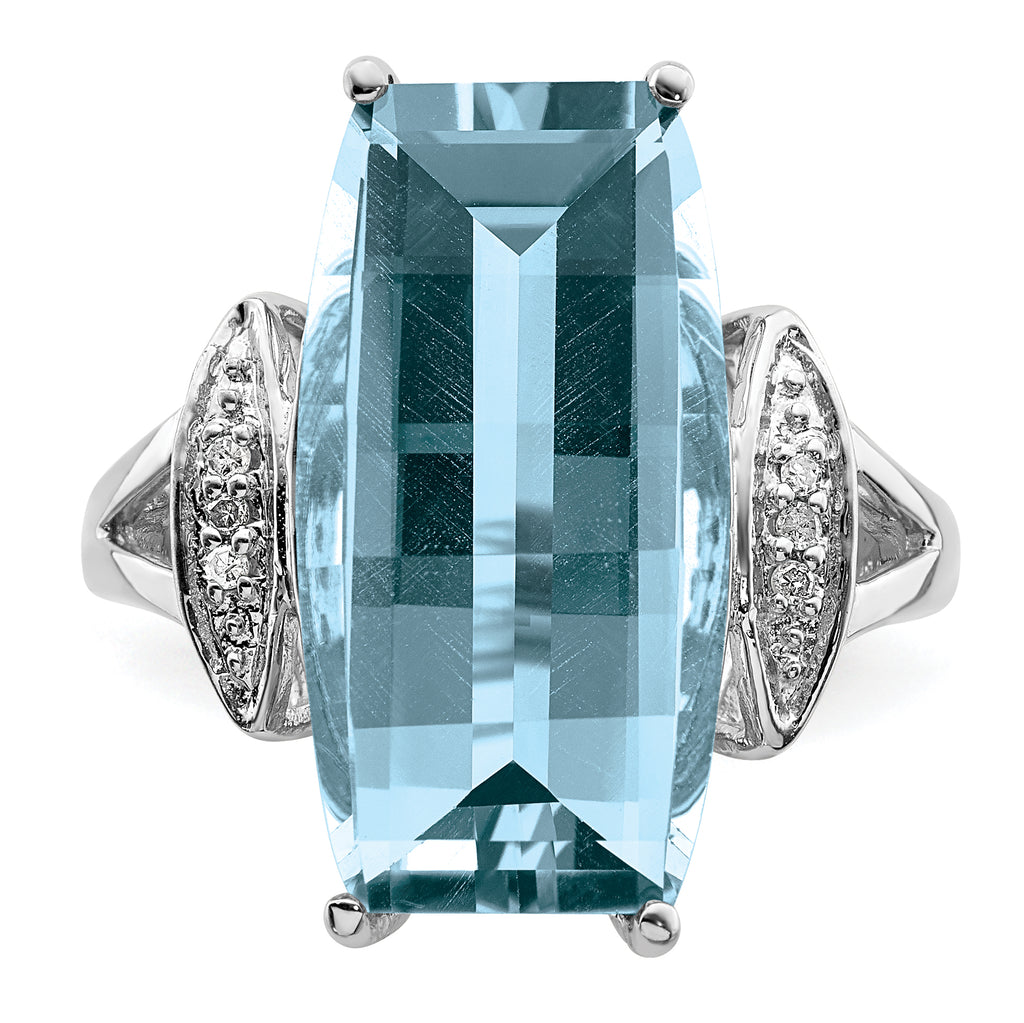 Sterling Silver Rhodium Sky Blue Topaz & Diam. Ring