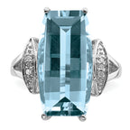 Sterling Silver Rhodium Sky Blue Topaz & Diam. Ring