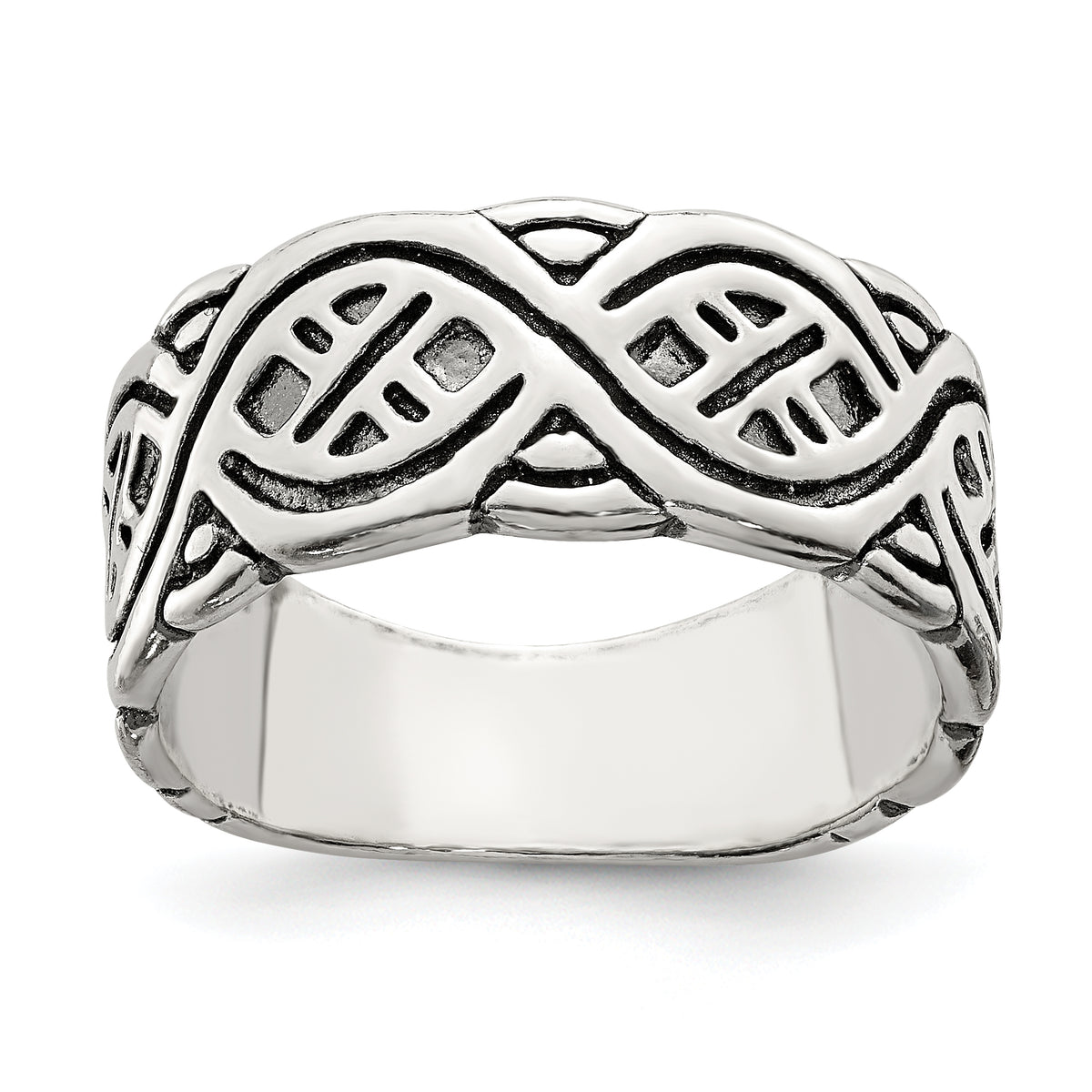 Sterling Silver Fancy Antiqued Band