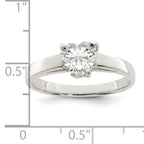 Sterling Silver Solitaire Heart CZ Ring