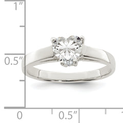 Sterling Silver Solitaire Heart CZ Ring