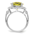 Sterling Silver Rhodium Checker-Cut Lemon Quartz Ring