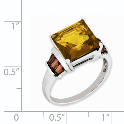 Sterling Silver Whiskey Quartz & Tabber Garnet Ring Secondary image