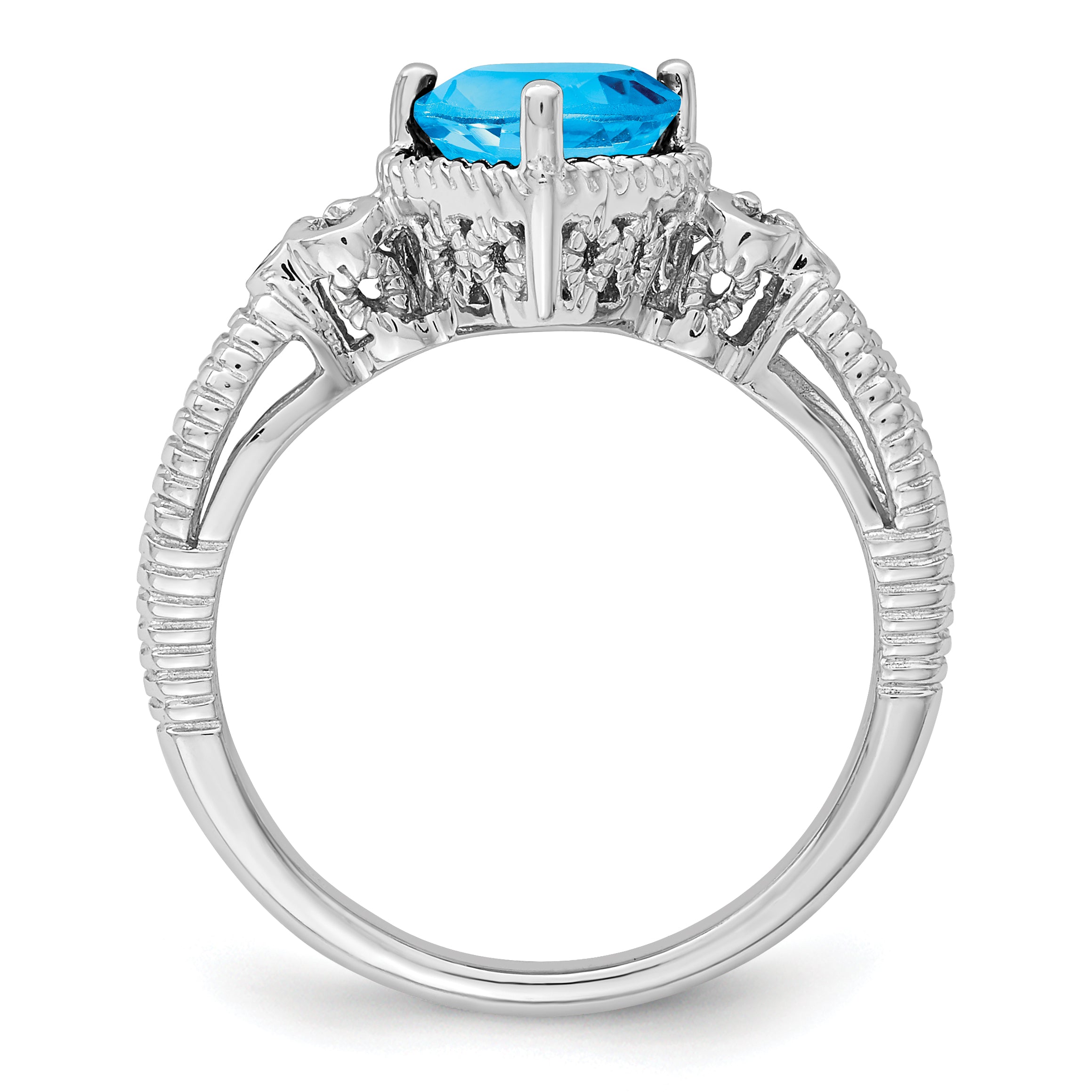 Sterling Silver Rhodium Blue Topaz & Diam. Ring Secondary image