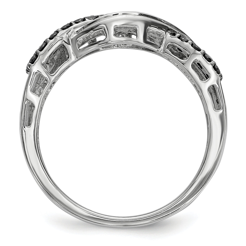 Sterling Silver Black and White Diamond Ring