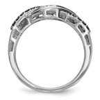 Sterling Silver Black and White Diamond Ring