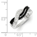 Sterling Silver Black and White Diamond Ring
