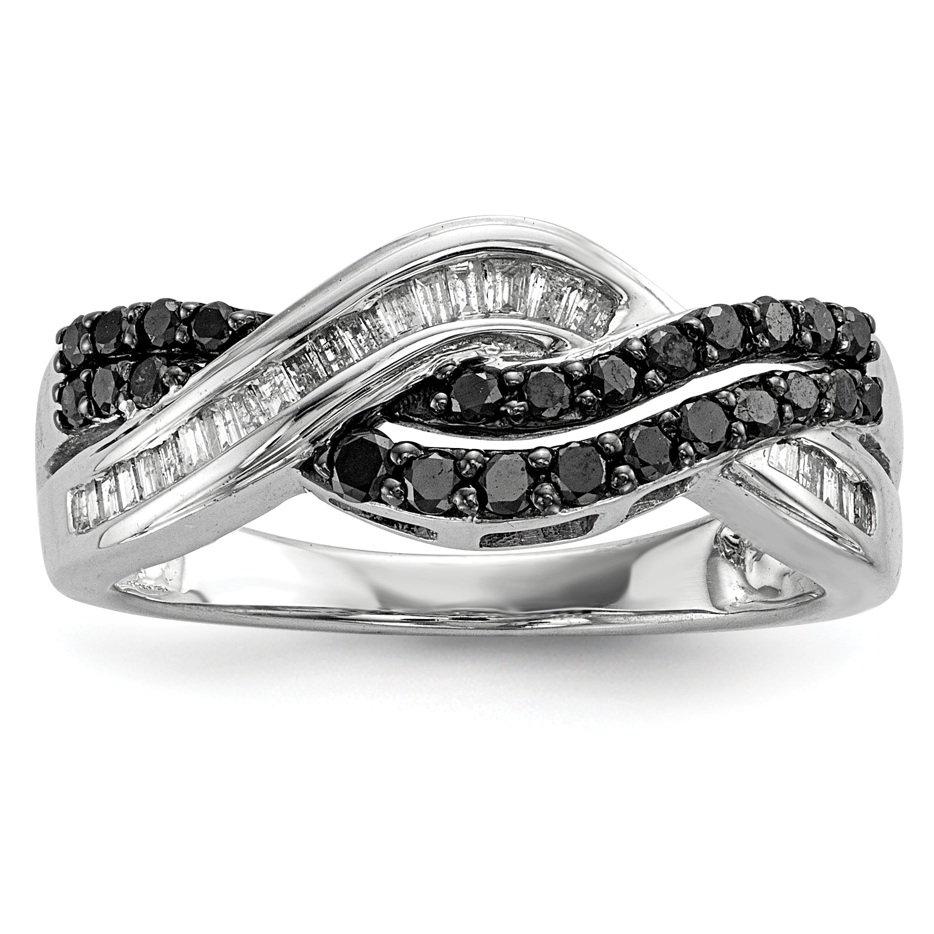 Sterling Silver Black and White Diamond Ring Main image