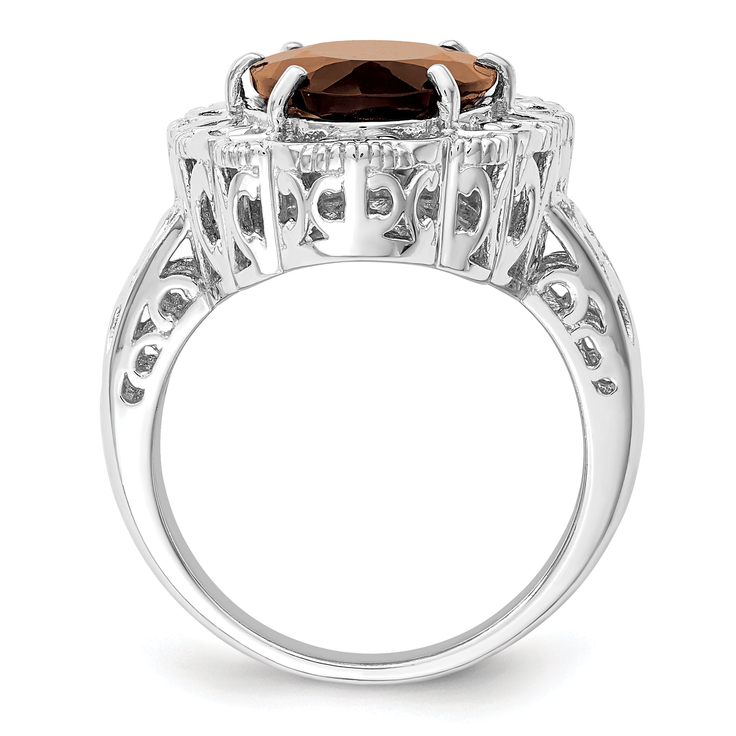 Sterling Silver Rhodium Smoky Quartz Ring Secondary image