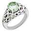 Sterling Silver Rhodium-plated Oval Green Quartz & Diamond Ring