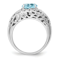 Sterling Silver Rhodium Sky Blue Topaz & Diam. Ring