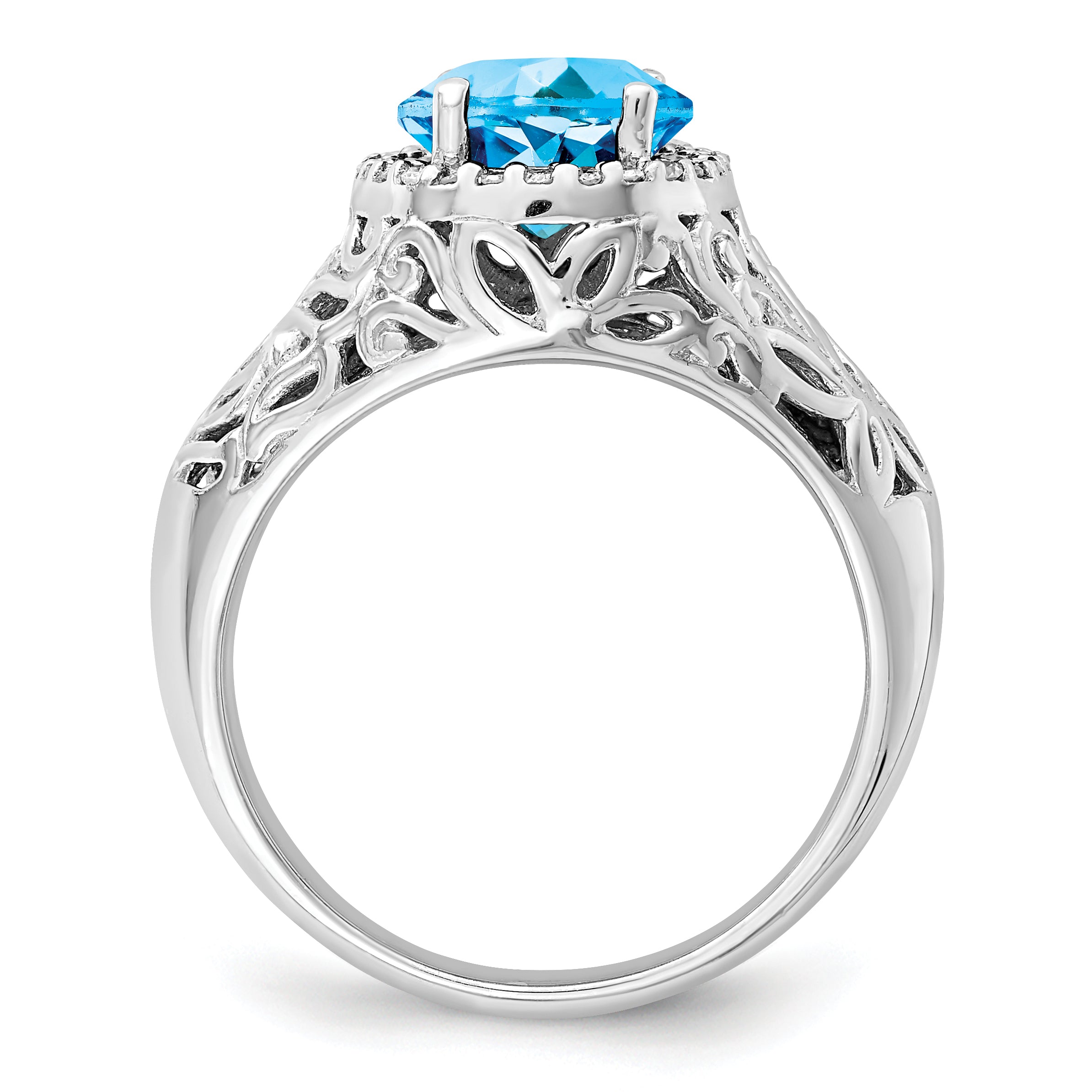 Sterling Silver Rhodium Oval Swiss Blue Topaz & Diam. Ring Secondary image