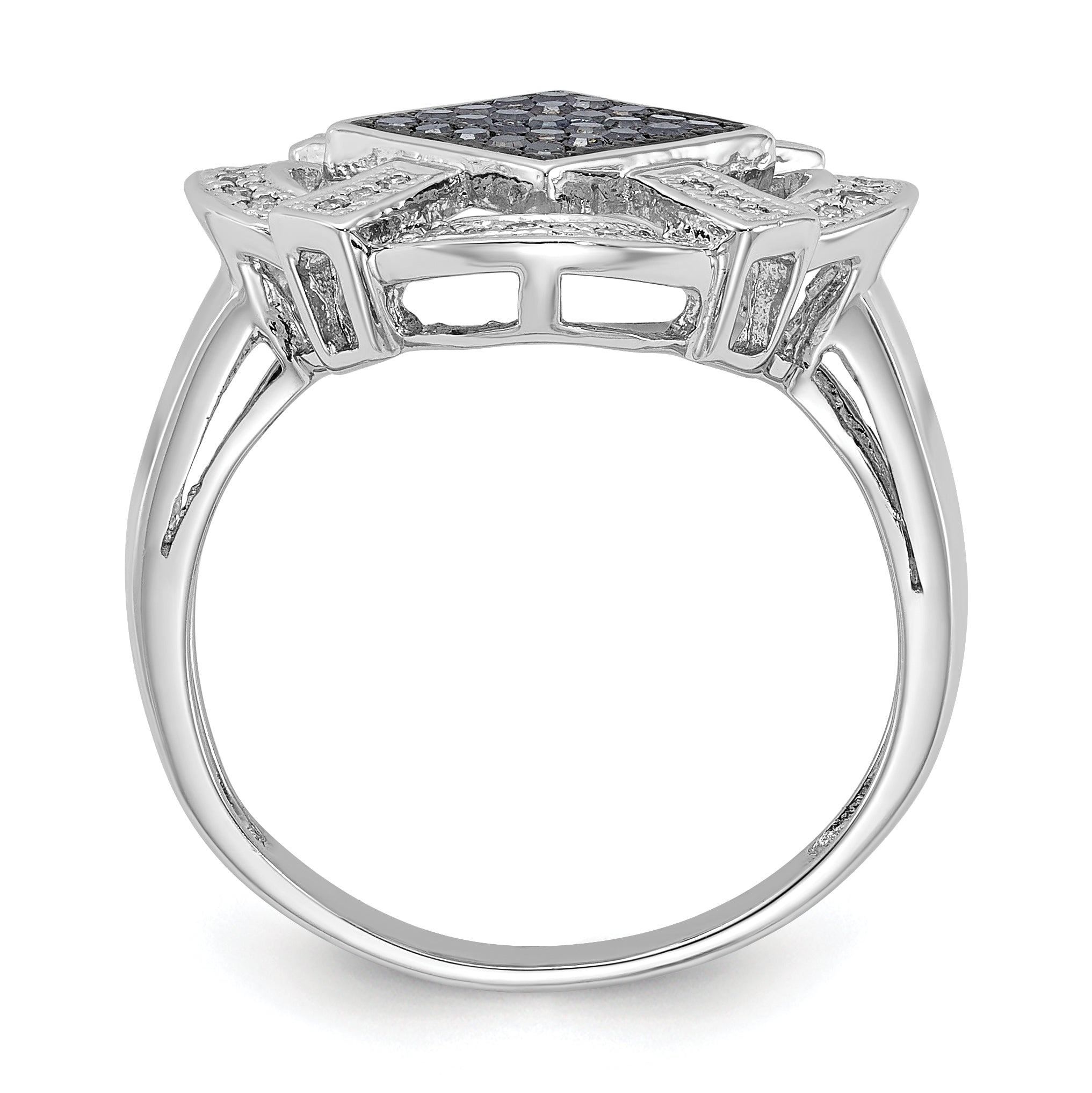 Sterling Silver Polished Black & White Diamond Ring Secondary image