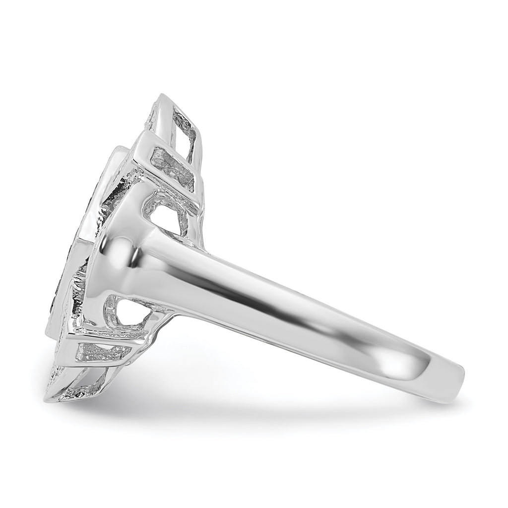 Sterling Silver Polished Black & White Diamond Ring